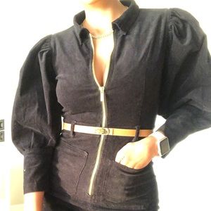 We Wore What corduroy puff sleeve jumpsuit